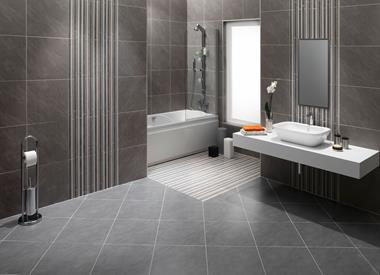 Tub in large bathroom