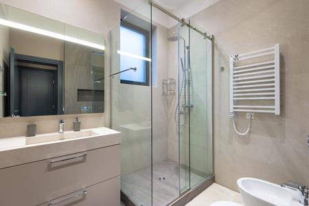 shower mirror in bathroom